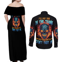 I'll Put You In The Trunk Couples Matching Off Shoulder Maxi Dress and Long Sleeve Button Shirt - Wonder Print Shop