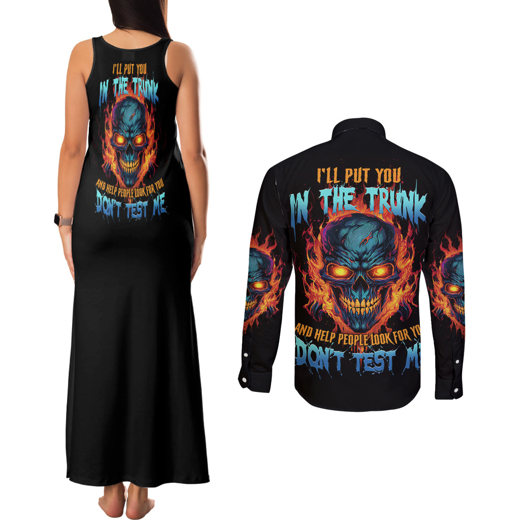 I'll Put You In The Trunk Couples Matching Tank Maxi Dress and Long Sleeve Button Shirt - Wonder Print Shop