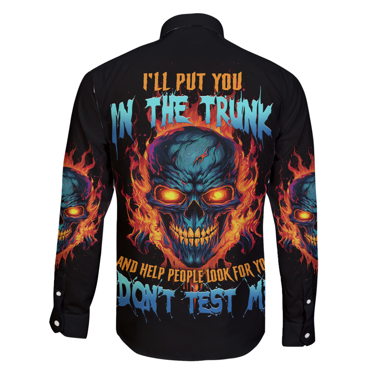 I'll Put You In The Trunk Family Matching Long Sleeve Bodycon Dress and Hawaiian Shirt - Wonder Print Shop