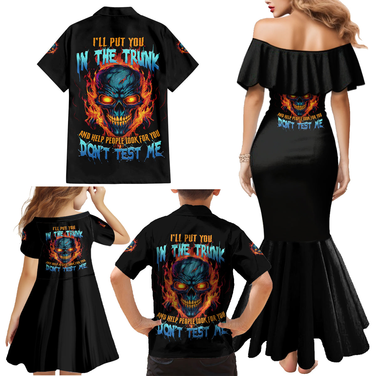 I'll Put You In The Trunk Family Matching Mermaid Dress and Hawaiian Shirt - Wonder Print Shop