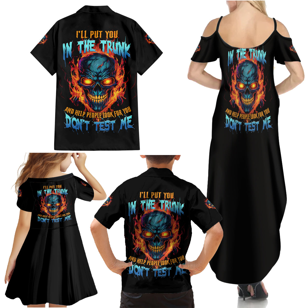 I'll Put You In The Trunk Family Matching Summer Maxi Dress and Hawaiian Shirt - Wonder Print Shop