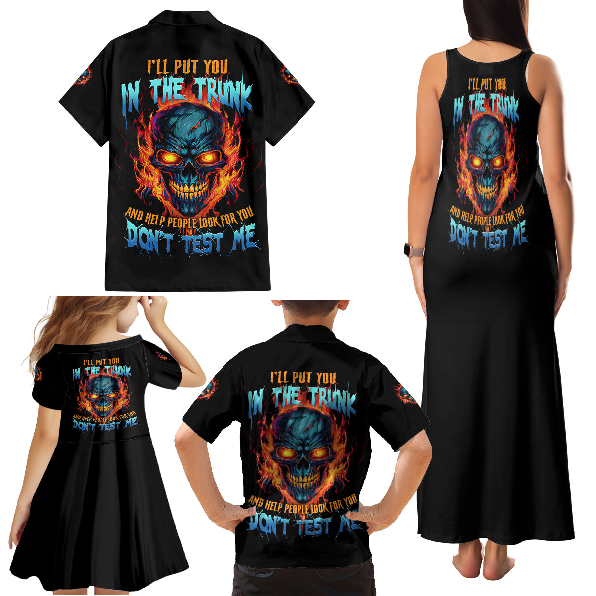 I'll Put You In The Trunk Family Matching Tank Maxi Dress and Hawaiian Shirt - Wonder Print Shop