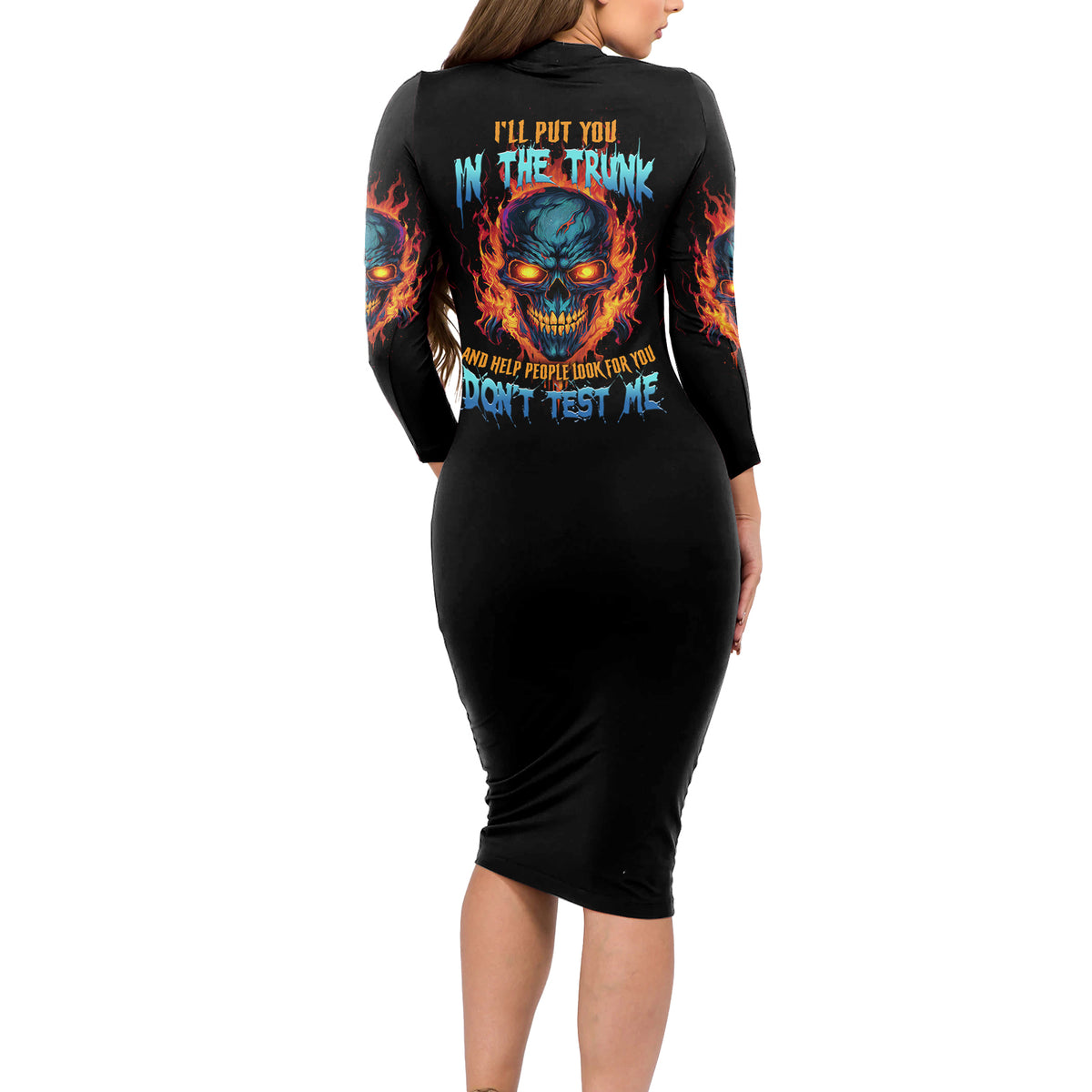 I'll Put You In The Trunk Long Sleeve Bodycon Dress - Wonder Print Shop