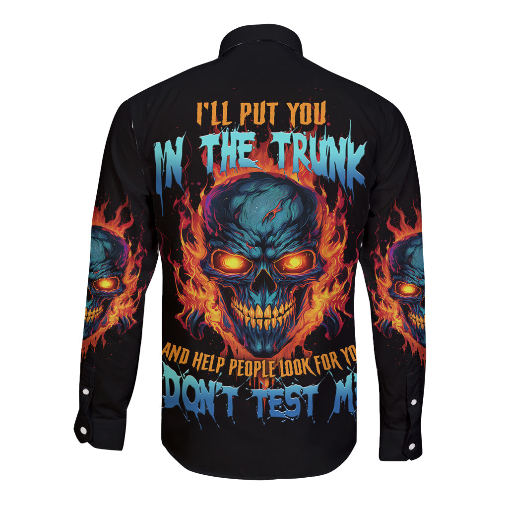 I'll Put You In The Trunk Long Sleeve Button Shirt - Wonder Print Shop