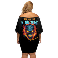I'll Put You In The Trunk Off Shoulder Short Dress - Wonder Print Shop
