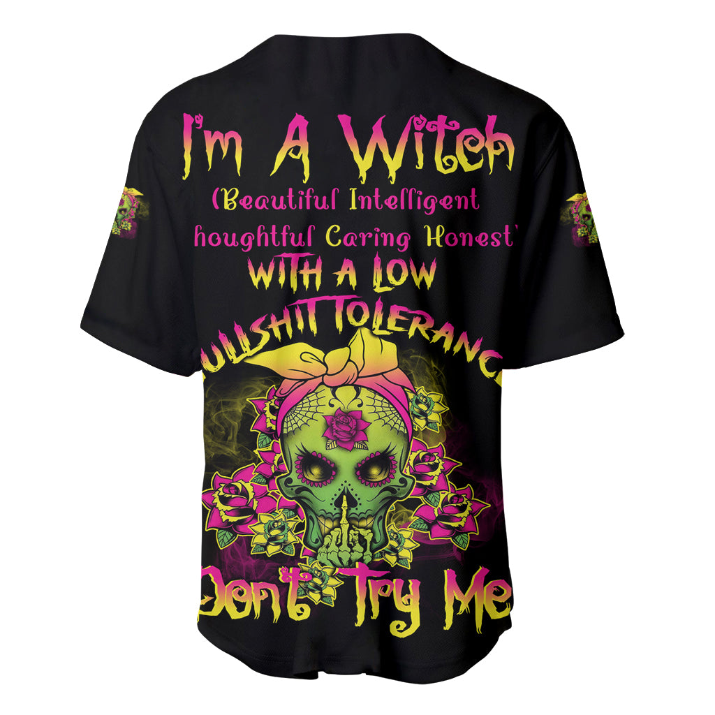 I'm A B With A Low Bullshit Tolerance Don't Try Me Baseball Jersey - Wonder Print Shop