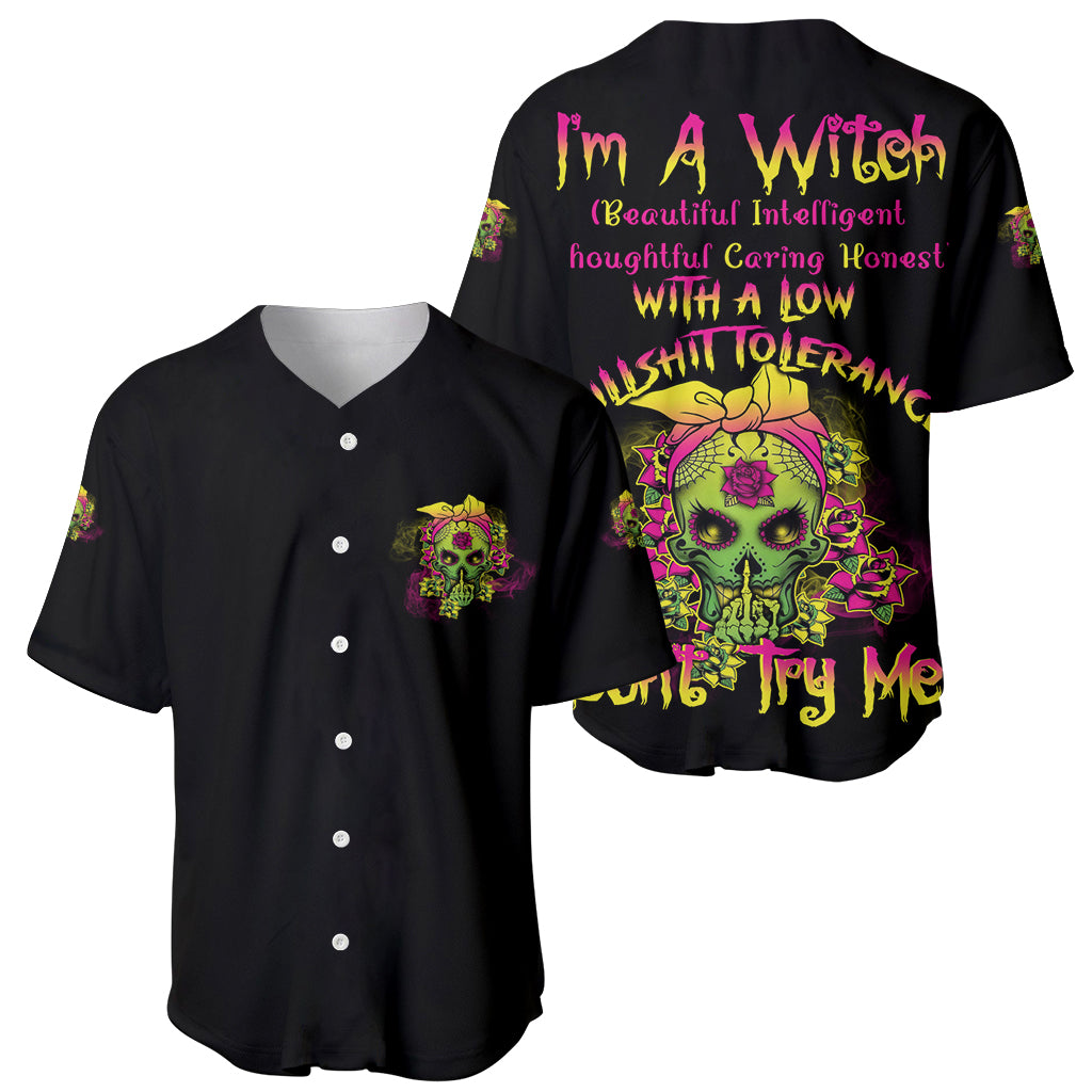 I'm A B With A Low Bullshit Tolerance Don't Try Me Baseball Jersey - Wonder Print Shop