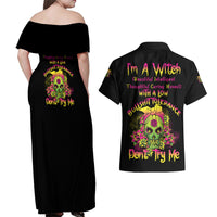 I'm A B With A Low Bullshit Tolerance Don't Try Me Couples Matching Off Shoulder Maxi Dress and Hawaiian Shirt - Wonder Print Shop