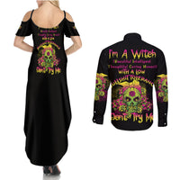 I'm A B With A Low Bullshit Tolerance Don't Try Me Couples Matching Summer Maxi Dress and Long Sleeve Button Shirt - Wonder Print Shop