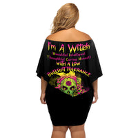 I'm A B With A Low Bullshit Tolerance Don't Try Me Family Matching Off Shoulder Short Dress and Hawaiian Shirt - Wonder Print Shop