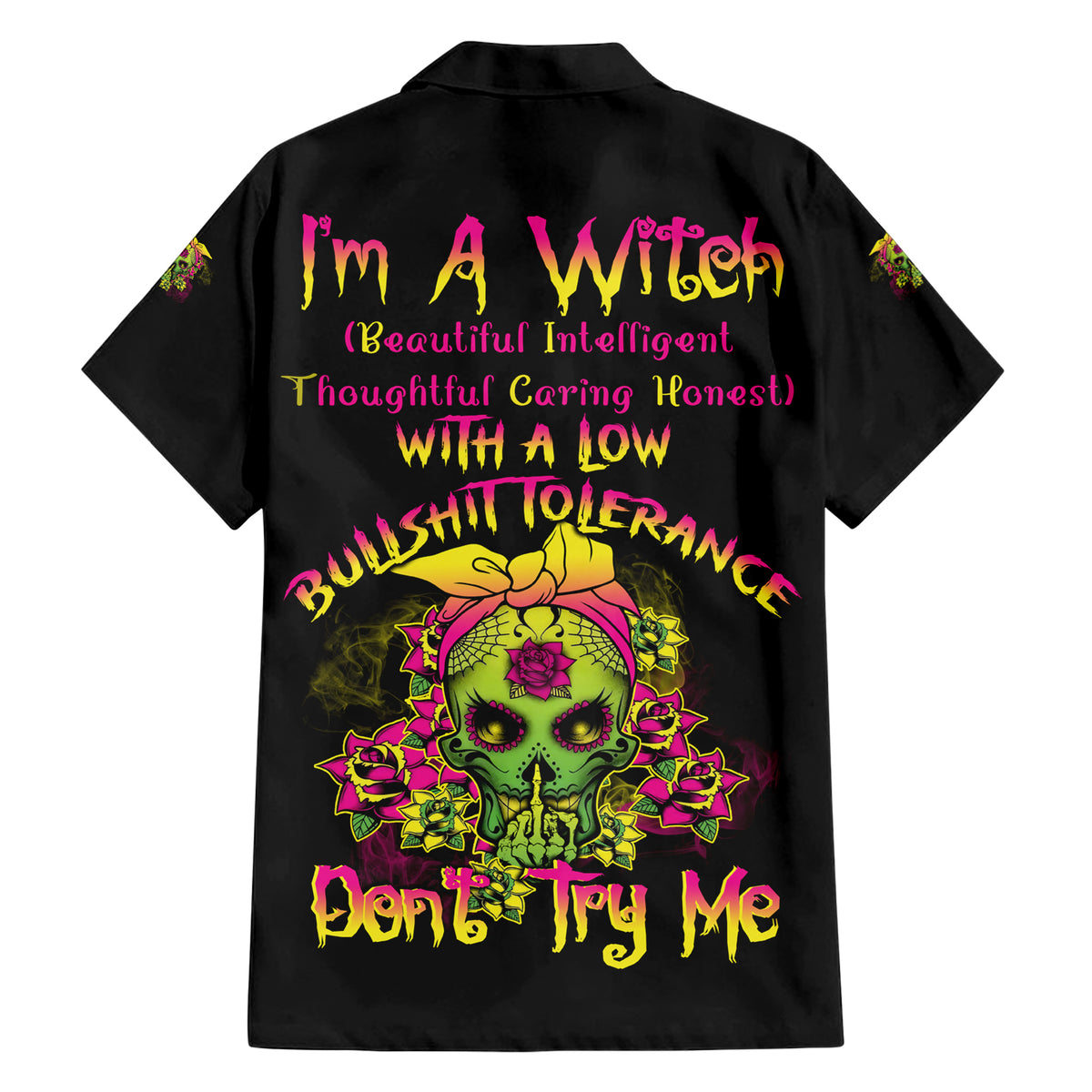 I'm A B With A Low Bullshit Tolerance Don't Try Me Family Matching Short Sleeve Bodycon Dress and Hawaiian Shirt - Wonder Print Shop