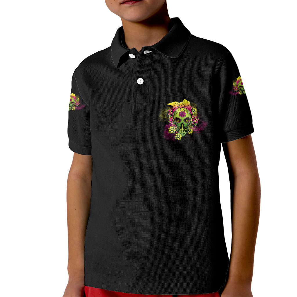I'm A B With A Low Bullshit Tolerance Don't Try Me Kid Polo Shirt - Wonder Print Shop