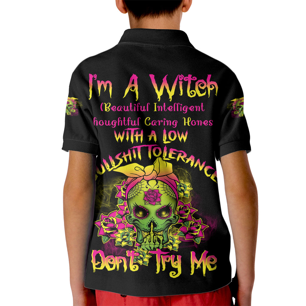 I'm A B With A Low Bullshit Tolerance Don't Try Me Kid Polo Shirt - Wonder Print Shop