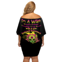 I'm A B With A Low Bullshit Tolerance Don't Try Me Off Shoulder Short Dress - Wonder Print Shop