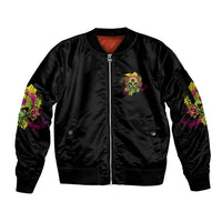 I'm A B With A Low Bullshit Tolerance Don't Try Me Sleeve Zip Bomber Jacket - Wonder Print Shop