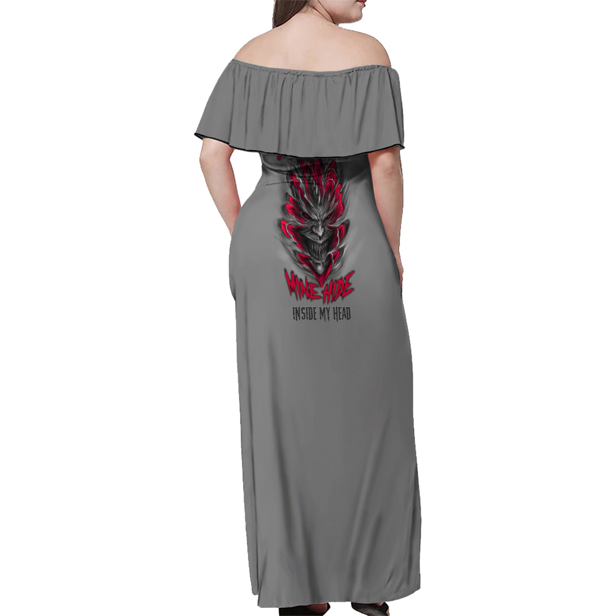 Your Demons Hide Under Your Bed Family Matching Off Shoulder Maxi Dress and Hawaiian Shirt - Wonder Print Shop