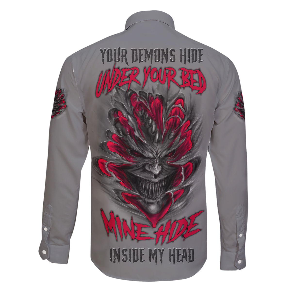 Your Demons Hide Under Your Bed Family Matching Short Sleeve Bodycon Dress and Hawaiian Shirt - Wonder Print Shop
