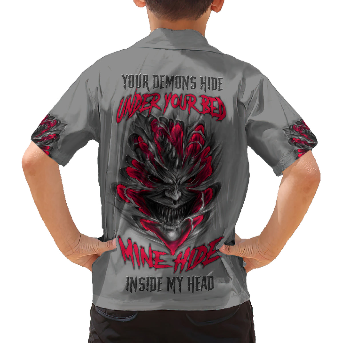Your Demons Hide Under Your Bed Kid Hawaiian Shirt - Wonder Print Shop
