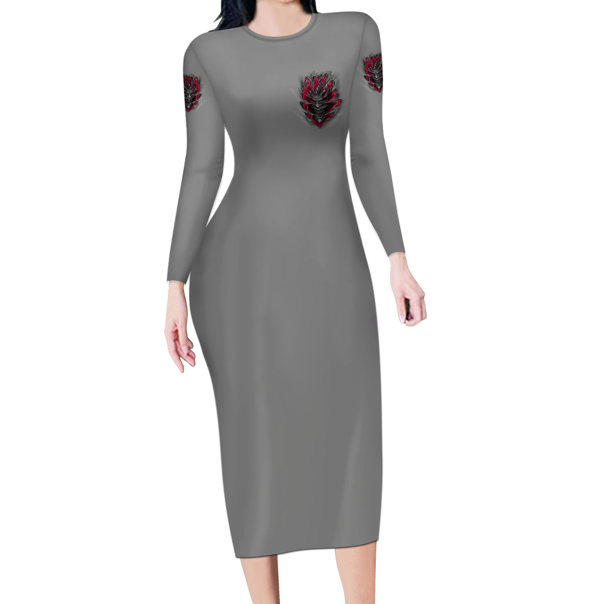 Your Demons Hide Under Your Bed Long Sleeve Bodycon Dress - Wonder Print Shop