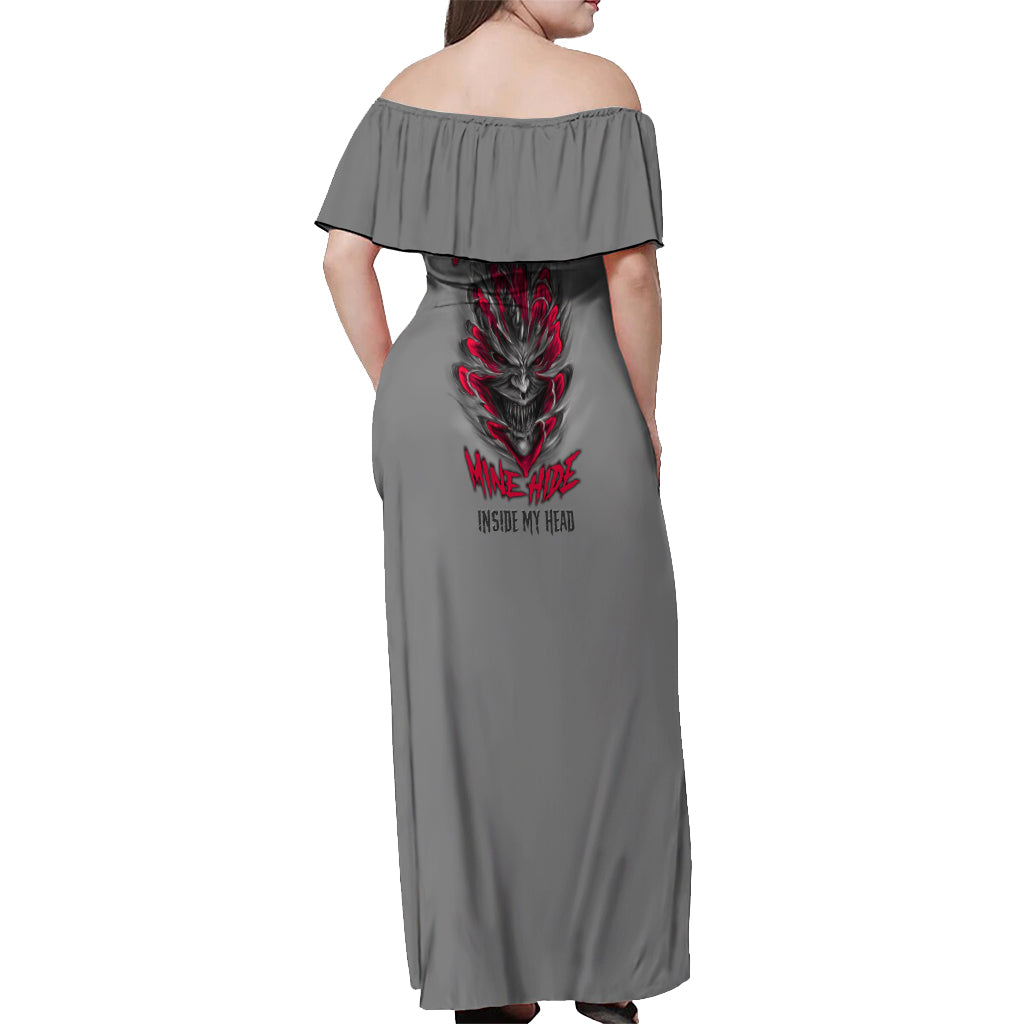 Your Demons Hide Under Your Bed Off Shoulder Maxi Dress - Wonder Print Shop