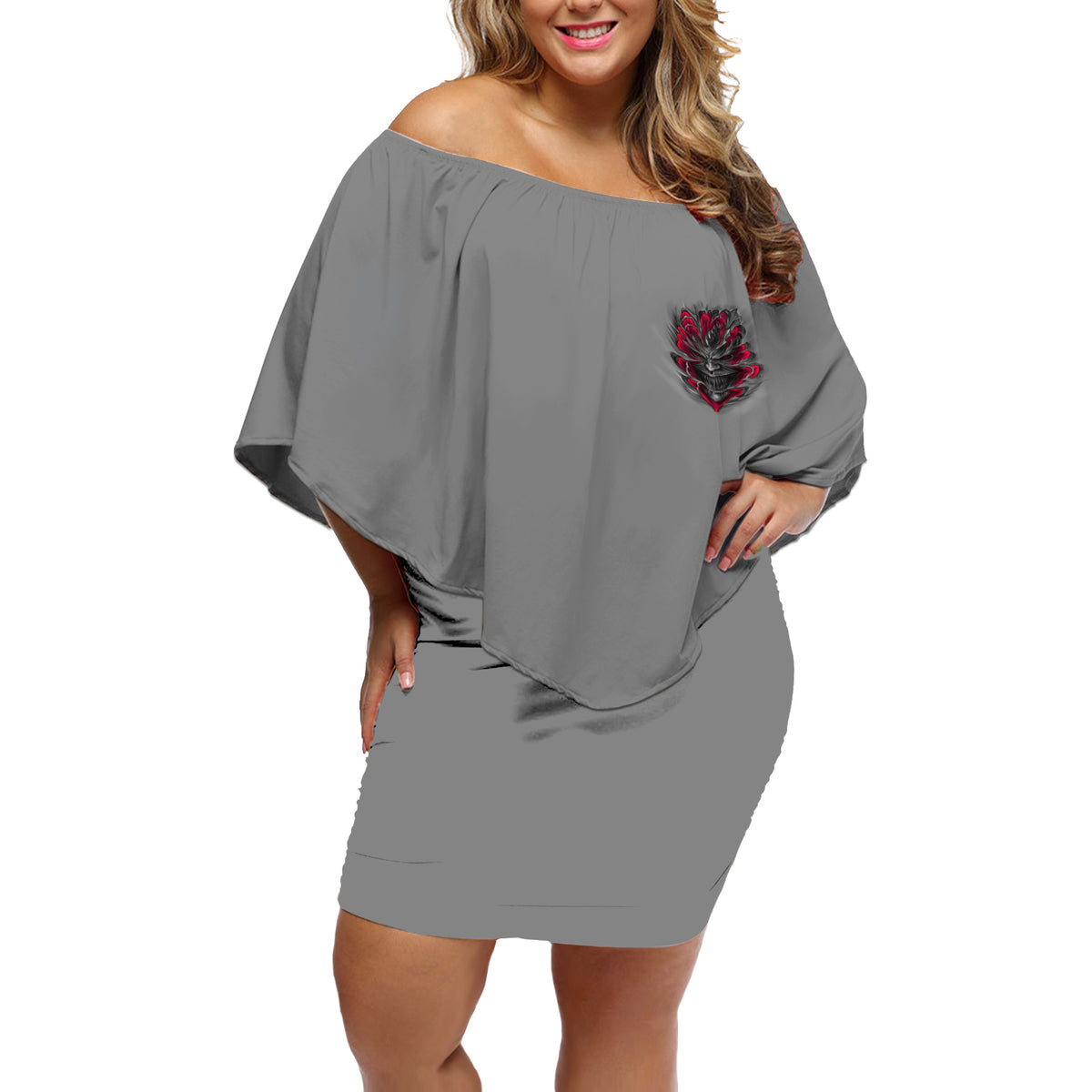 Your Demons Hide Under Your Bed Off Shoulder Short Dress - Wonder Print Shop