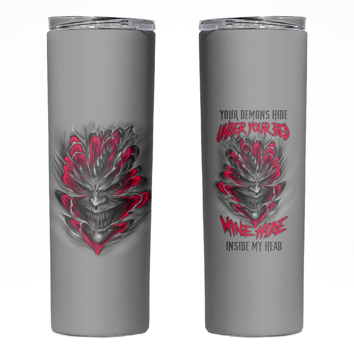 Your Demons Hide Under Your Bed Skinny Tumbler - Wonder Print Shop