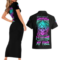 Once I Get An Attitude Reaper Couples Matching Short Sleeve Bodycon Dress and Hawaiian Shirt - Wonder Print Shop