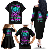 Once I Get An Attitude Reaper Family Matching Off Shoulder Long Sleeve Dress and Hawaiian Shirt - Wonder Print Shop