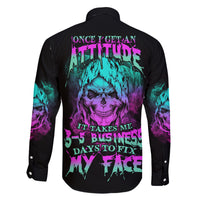 Once I Get An Attitude Reaper Family Matching Off Shoulder Maxi Dress and Hawaiian Shirt - Wonder Print Shop