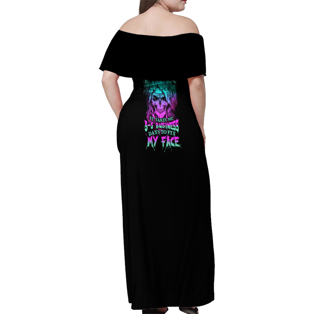 Once I Get An Attitude Reaper Family Matching Off Shoulder Maxi Dress and Hawaiian Shirt - Wonder Print Shop