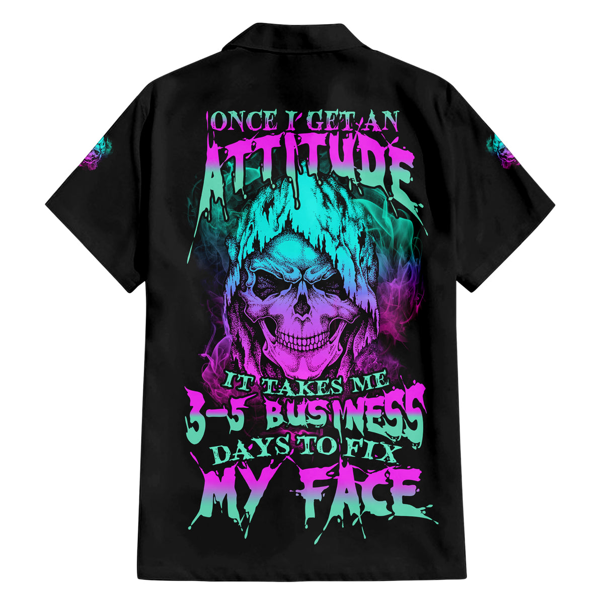 Once I Get An Attitude Reaper Family Matching Short Sleeve Bodycon Dress and Hawaiian Shirt - Wonder Print Shop