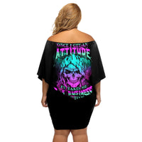 Once I Get An Attitude Reaper Off Shoulder Short Dress - Wonder Print Shop