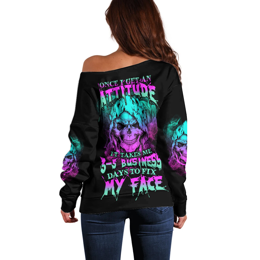 Once I Get An Attitude Reaper Off Shoulder Sweater - Wonder Print Shop