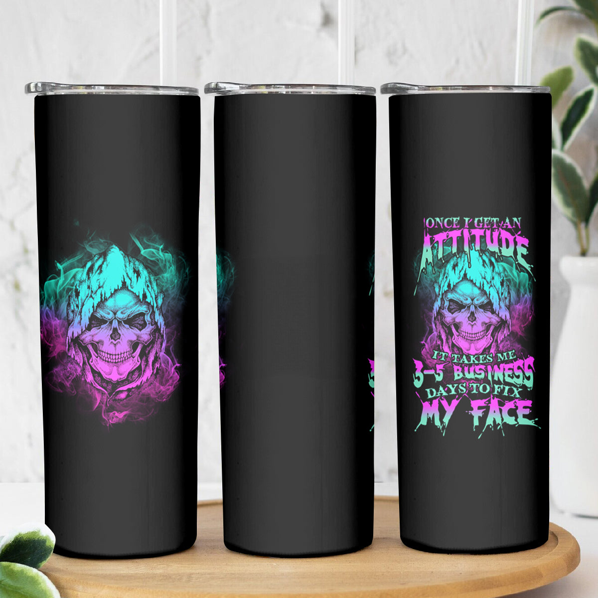 Once I Get An Attitude Reaper Skinny Tumbler - Wonder Print Shop