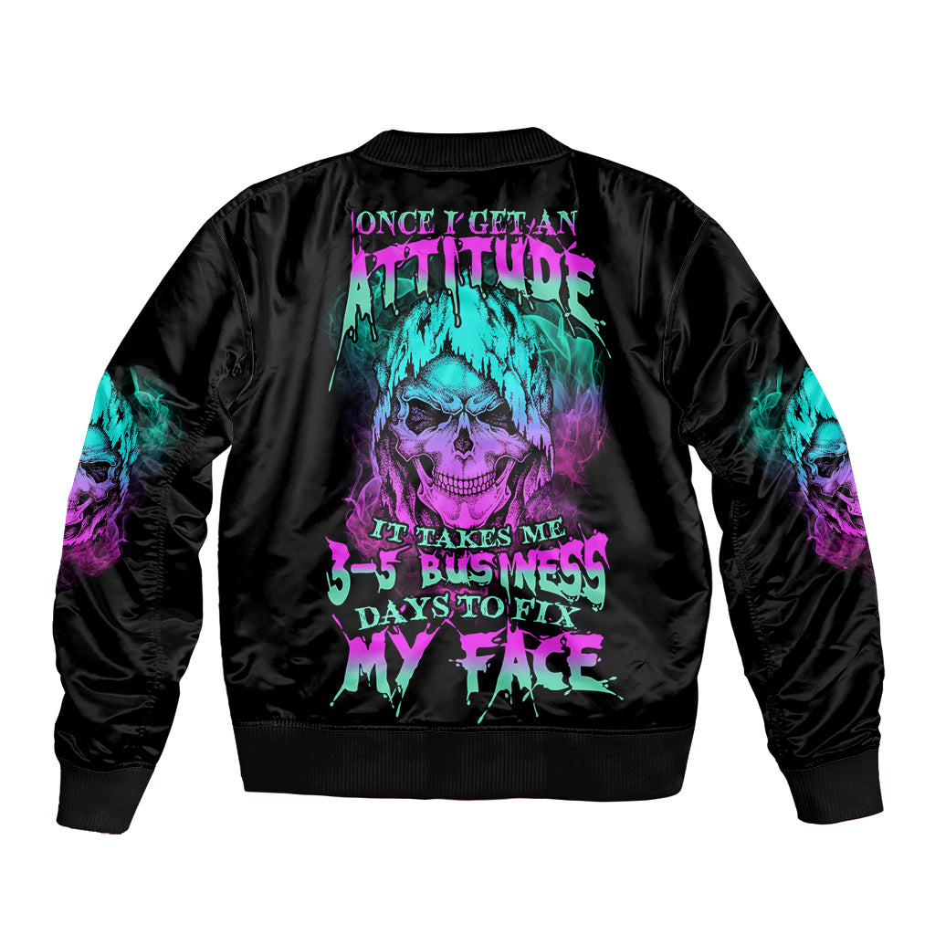 Once I Get An Attitude Reaper Sleeve Zip Bomber Jacket - Wonder Print Shop