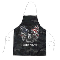 Custom American Flag Billiards Apron with 8-Ball Wings and Camo Background - Wonder Print Shop