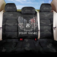 Custom American Flag Billiards Back Car Seat Cover with 8-Ball Wings and Camo Background - Wonder Print Shop