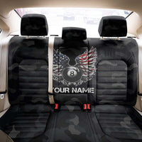 Custom American Flag Billiards Back Car Seat Cover with 8-Ball Wings and Camo Background - Wonder Print Shop