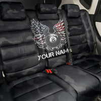 Custom American Flag Billiards Back Car Seat Cover with 8-Ball Wings and Camo Background - Wonder Print Shop