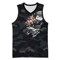 Custom American Flag Billiards Basketball Jersey with 8-Ball Wings and Camo Background - Wonder Print Shop