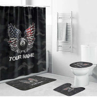 Custom American Flag Billiards Bathroom Set with 8-Ball Wings and Camo Background - Wonder Print Shop