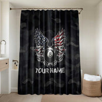 Custom American Flag Billiards Bathroom Set with 8-Ball Wings and Camo Background - Wonder Print Shop