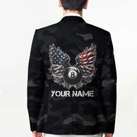 Custom American Flag Billiards Blazer with 8-Ball Wings and Camo Background - Wonder Print Shop