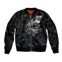 Custom American Flag Billiards Bomber Jacket with 8-Ball Wings and Camo Background - Wonder Print Shop