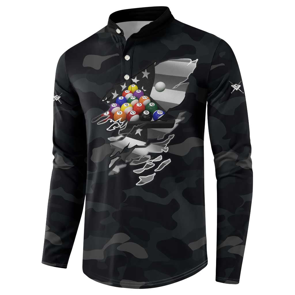 Custom American Flag Billiards Button Sweatshirt with 8-Ball Wings and Camo Background - Wonder Print Shop