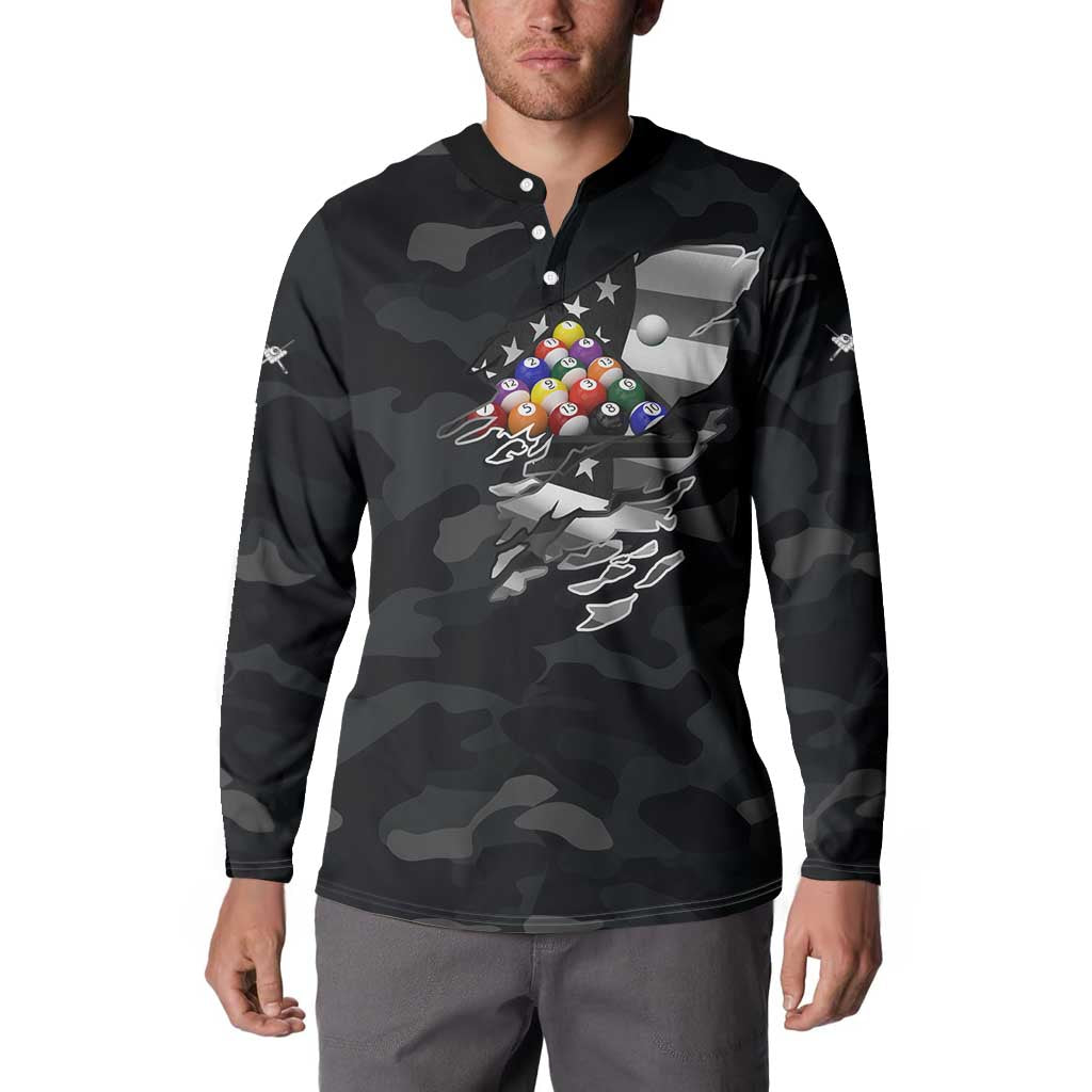 Custom American Flag Billiards Button Sweatshirt with 8-Ball Wings and Camo Background - Wonder Print Shop