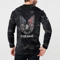 Custom American Flag Billiards Button Sweatshirt with 8-Ball Wings and Camo Background - Wonder Print Shop