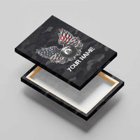 Custom American Flag Billiards Canvas Wall Art with 8-Ball Wings and Camo Background - Wonder Print Shop