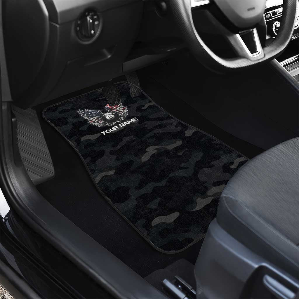 Custom American Flag Billiards Car Mats with 8-Ball Wings and Camo Background - Wonder Print Shop