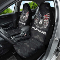 Custom American Flag Billiards Car Seat Cover with 8-Ball Wings and Camo Background - Wonder Print Shop